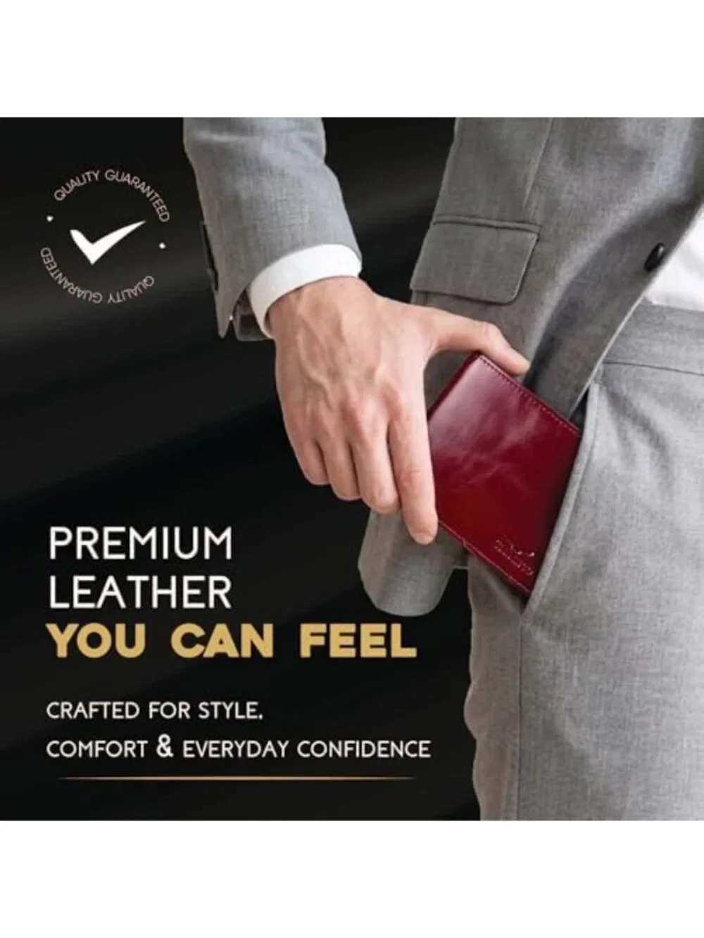 Men's RFID Blocking Leather Bifold Wallet with ID Window, Slim & Stylish Design